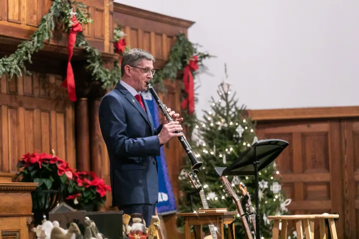 Man playing a wind instrument